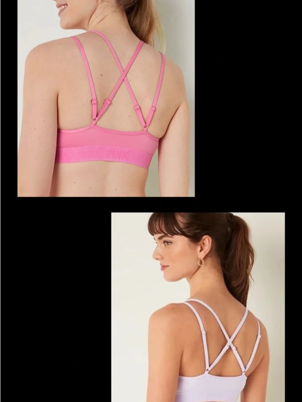 Bundle of 2 Victoria’s Secret PINK | Strappy Back Lightly Lined Bras |Large |NWT